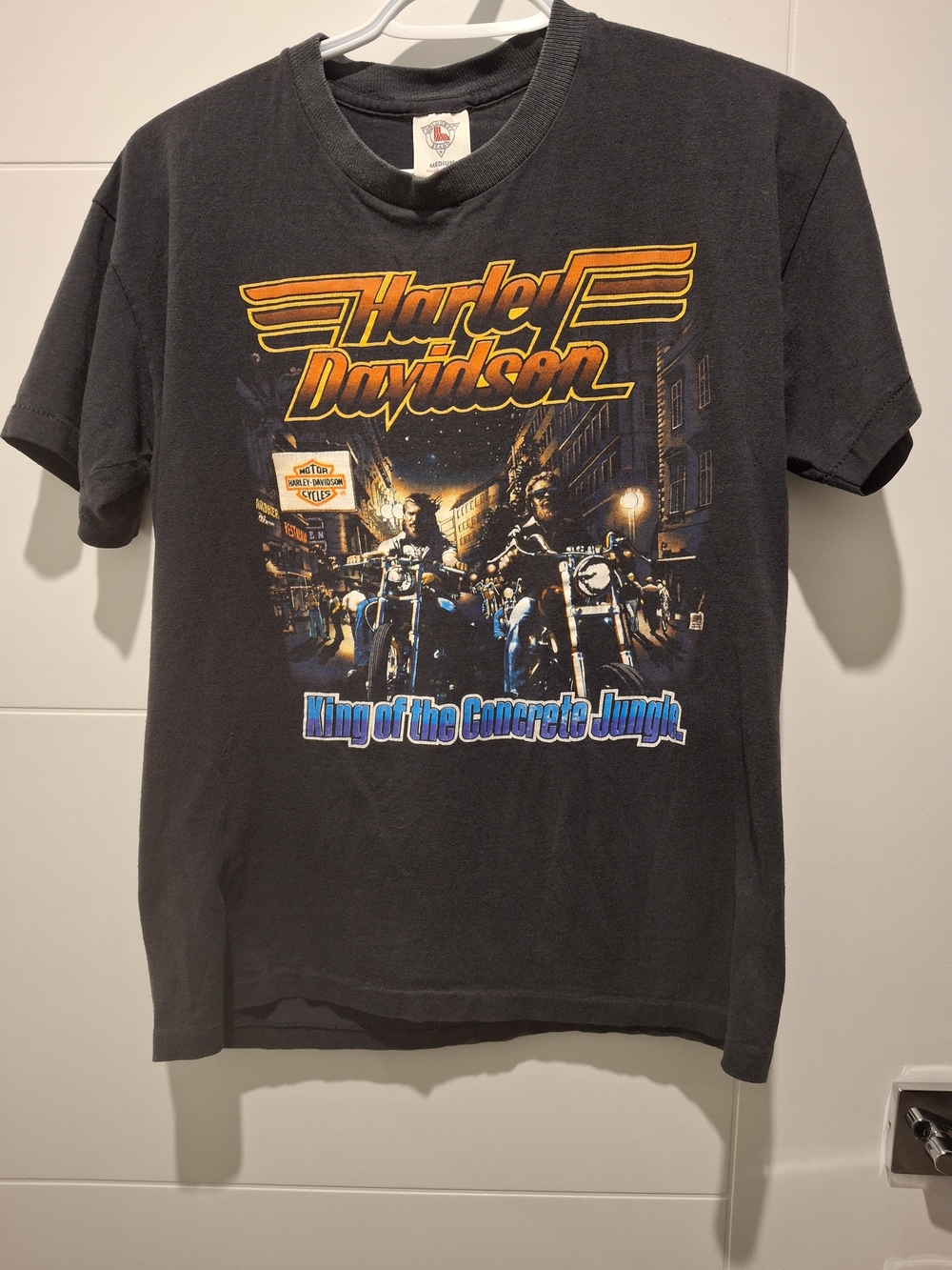 Screen Stars Black Harley-Davidson Graphic Tee with Yellow-Orange Logo